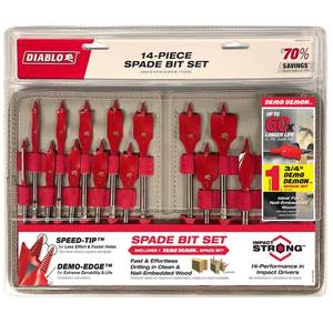 lot 4986 image: High Speed Steel Spade Bit Set With Pouch (14-Piece)