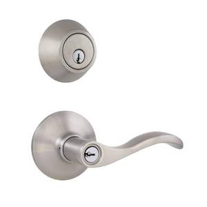 lot 4995 image: Naples Satin Nickel Combo Pack with Single Cylinder Deadbolt