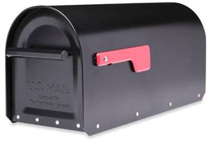 lot 3879 image: Architectural Mailboxes Sequoia Black, Large, Steel, Heavy Duty Post Mount Mailbox