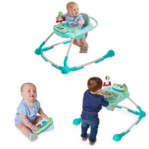 lot 1730 image: Kolcraft Tiny Steps Groove 3-in-1 Infant and Baby Activity Push Walker with Steel Base, Seated or Walk-Behind, Removable Piano-Toy, Baby Boy Walker, Baby Girl Walker - Honeycomb