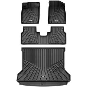 lot 1731 image: ThreeW Floor Mats & Cargo Liner Fit for Volkswagen ID.4 2021-2023, All Weather ID4 Accessories Custom Fit Floor Liner 1st, 2nd Row and Trunk Mat Full Set for Volkswagen ID4, Black