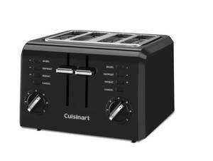 lot 1749 image: Cuisinart CPT-142BK 4-Slice Compact Plastic Toaster, Black. (Only One Side Works)