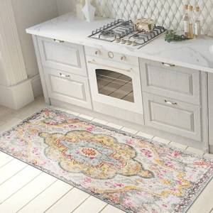 lot 1751 image: Rugshop Distressed Bohemian Anti Fatigue Non Slip Stain Resistant Waterproof Standing Mat for Kitchen, Front of Sink, Laundry Room,Standing Desk, Office 18 x 47 Gray. (Small Cut On Bottom)