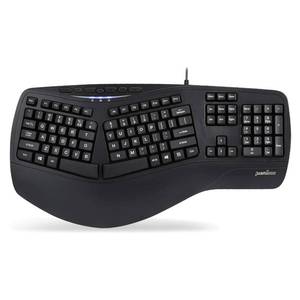 lot 2517 image: Perixx PERIBOARD-312 Ergonomic Backlit Keyboard - Wired USB with 2 Hubs - Natural Ergonomic Split Design - White LED - Black