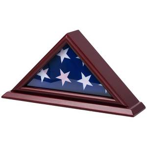 lot 2519 image: DECOMIL - 3x5 Flag Display Case  Flag Shadow Box (Not for Burial Funeral Flag), Small Flag Display Case ,Solid Wood, Cherry Finish