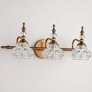 lot 2527 image: DJFHKO Vintage Bathroom Vanity Light Fixtures 3 Light Bathroom Lighting Brass Vanity Light for Bathroom Vanity Lighting Fixtures