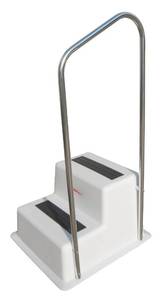 lot 2564 image: TAYLOR MADE PRODUCTS Stepsafe Double Dock Step Handrail Attachment, 19.5 W x 49 H, Includes Rail Only, Aluminum Construction, Added Safety, Fits 2-Step Models - 47201, Silver, White, Black