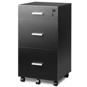 lot 2577 image: DEVAISE 3 Drawer Rolling File Cabinet with Lock, Wood Filing Cabinet fits Letter  A4 Size for Home Office, Black