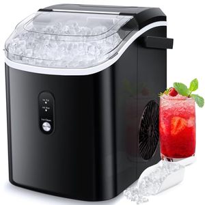 lot 2585 image: COWSAR Nugget Ice Maker Countertop, Chewable Pebble Ice 34Lbs Per Day, Crunchy Pellet Ice Cubes Maker Machine with Self Cleaning, Compact Portable Design for HomeKitchenRVOffice
