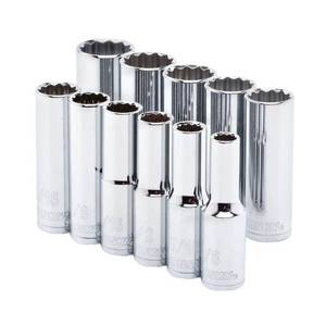 lot 2588 image: Husky Socket Set 11 pc 12 Inch Drive SAE Wrench 12 Pt Deep Length Mechanics Tool