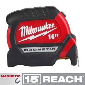 lot 2598 image: Milwaukee 48-22-0316 16Ft Compact Magnetic Tape Measure