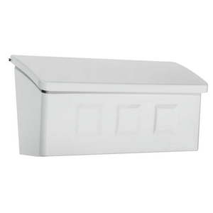 lot 2601 image: Architectural Mailboxes Wayland Galvanized Steel Wall-Mounted White Mailbox 4.13 x 14.65 x 7.13 in.