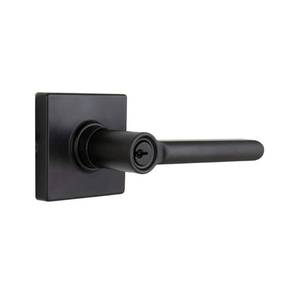 lot 2602 image: Defiant Tonebridge Matte Black Keyed Entry Door Lever with Square Rose