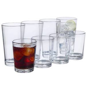 lot 2607 image: US Acrylic Bistro 8-Pack Unbreakable Tritan Rocks & Water Tumblers in Clear  Set of 20oz. & 15oz. Drinking Cups  Reusable, BPA-free, Made in the USA, Top-rack Dishwasher Safe