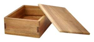 lot 2609 image: Spiretro Wooden Storage Box with Lid, Stash Box, Keepsake Chest to Organize Jewelry, Coins, Cards, Small Treasure, Handmade Natural Acacia Decorative Crate, Brown- 8 x 6 x 3 inches