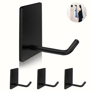 lot 2611 image: TONHTCAT Adhesive Hooks Heavy Duty, Long Stainless Steel Self Adhesive Wall Hook, Sticky Towel Hangers for Kitchen Bathroom, Waterproof Stick on Door Hooks for Hanging Key Hat Coat 4Pack(Black)
