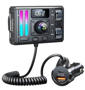 lot 2612 image: Nulaxy Bluetooth 5.3 Car Adapter with Air Vent Installation & DSP Noise Cancellation, QC3.0 & Type-C PD Car Charger Wireless FM Radio Transmitter Supports Bass & Treble Boost, Hands-Free Calling