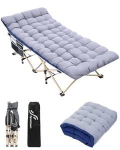 lot 3397 image: Sportneer Cots for Sleeping, Camping Cots for Adults with Mattress Max Load 450 LBS Heavy Duty Folding Portable Bed with Padded for Camping Tent Office Outdoor Travel Sleep Over