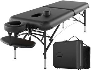 lot 3401 image: CLORIS 84 Professional Massage Table Portable 2 Folding Lightweight Facial Solon Spa Tattoo Bed Height Adjustable with Carrying Bag & Aluminium Leg Hold Up to 1100LBS
