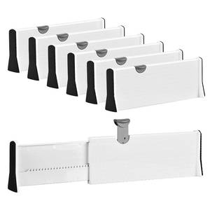 lot 3409 image: JONYJ Drawer Dividers Organizer 6 Pack, Adjustable Separators 4 High Expandable from 11-17 for Bedroom, Bathroom, Closet, Clothing, Office, Strong Secure Hold, Foam Ends, Locks in Place