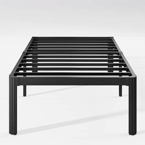 lot 3419 image: Hunlostten 18in Heavy Duty Twin Bed Frame No Box Spring Needed, Metal Platform Bed Frame Twin with Round Corners, Easy Assembly, Noise Free, Black