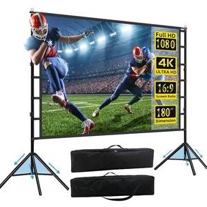lot 3423 image: 180 inch Projector Screen and Stand, 15FT Large Indoor Outdoor Movie Projection Screen 4K HD 16 9 Wrinkle-Free Design for Backyard Movie Night Easy to Clean, 1.1Gain, 160° Viewing Angle & A Carry Bag