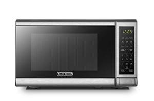 lot 3445 image: BLACKDECKER EM720CB7 Digital Microwave Oven with Turntable Push-Button Door,(door doesnt open)Child Safety Lock, 700W, Stainless Steel, 0.7 Cu.ft