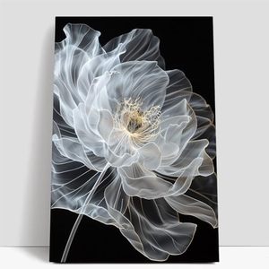 lot 3471 image: SNAZZIFYLO The Whisper Peony - Black and White Flower Wall Art, Premium Wrapped Canvas, Ideal for Bedroom and Study, 20x30 inches