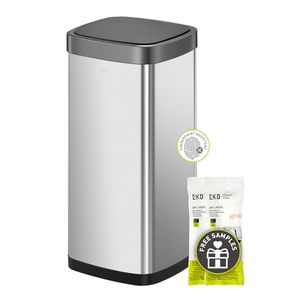 lot 3477 image: EKO EcoSmart Tall and Large Kitchen Trash Can, 80L21.1G High Capacity, Touchless Soft Square Motion Sensor Garbage Can, Brushed Stainless Steel