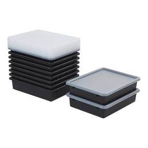 lot 3482 image: ECR4Kids Letter Size Tray with Lid, Storage Bin, Black, 10-Piece (1 tub damaged)