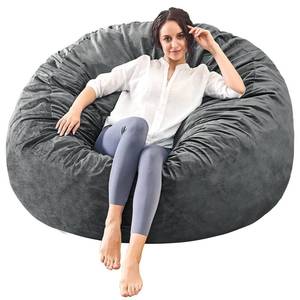 lot 3483 image: Bean Bag Chairs for Adults - 3 Memory Foam Furniture BeanBag Chair - KidsTeens Sofa with Soft Micro Fiber Cover - Round Fluffy Couch for Living Room Bedroom College Dorm - 3 ft, Grey