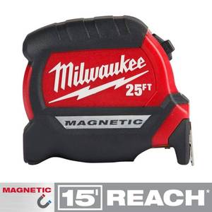 lot 3520 image: Milwaukee 48-22-0325 25 ft. x 1-116 in. Compact Magnetic Tape Measure