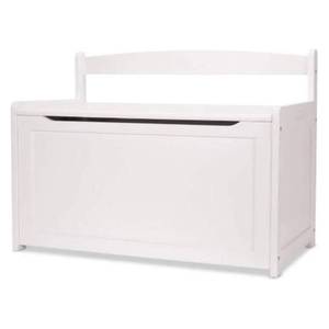 lot 4657 image: Melissa & Doug Wooden Toy Chest - White Furniture for Playroom - Kids Toy Box, Wooden Storage Organizer, Childrens Furniture