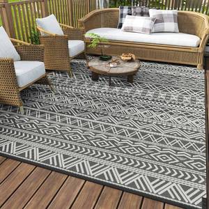 lot 4661 image: MontVoo-Outdoor Rug Carpet Waterproof 8x10 ft Reversible Patio Rug RV Camping Rug-Plastic Straw Rug Outside Indoor Outdoor Area Rug for Patio Deck Balcony Picnic Beach Outdoor Decor Boho Grey