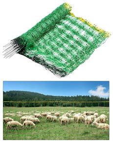 lot 4670 image: Rengue Electric Poultry Netting(42.5 H x 164 L) Electric Fence Netting PE Portable Electric Netting with 14 Posts Double Spiked for Goats, Sheep, Lambs in Backyards, Farms and Ranches