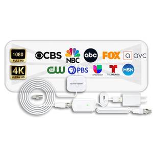 lot 4671 image: Ultravizion TV Antenna, Amplified HDTV Digital Antenna with Signal Booster, Indoor Antenna for All Television, Free Local Channels, Support 4K 1080p Smart TV All Television, 16.5ft Coax Cable
