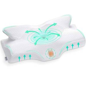 lot 4679 image: Elviros Cervical Memory Foam Pillow, Contour Pillows for Neck and Shoulder Pain, Ergonomic Orthopedic Sleeping Neck Contoured Support Pillow for Side Sleepers, Back and Stomach Sleepers