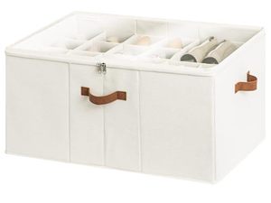 lot 4683 image: StorageWorks Shoe Organizer for Closet, Extra Large Fabric Shoe Storage Bins with Clear Cover, Adjustable Dividers for Shoe Storage, Beige, 1-Pack, Fits up to 20 Pairs