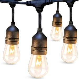 lot 4693 image: addlon 48 FT Outdoor String Lights Commercial Grade Weatherproof Strand, 18 Edison Vintage Bulbs, 15 Hanging Sockets (3 Spare Bulbs), ETL Listed Heavy-Duty Decorative Christmas Lights for Patio Garden
