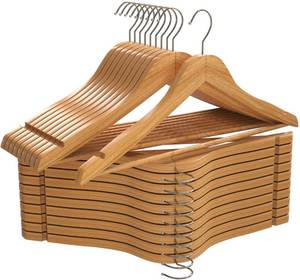 lot 4697 image: Utopia Home Premium Wooden Hangers 20 Pack - Durable & Slim Coat Hanger - Suit Hangers with 360-Degree Rotatable Hook - Wood Hangers with Shoulder Grooves (Natural Color)