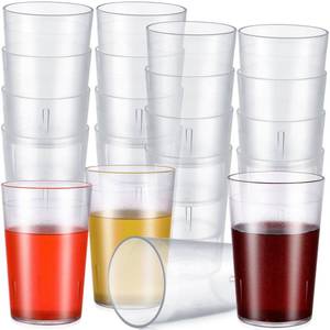 lot 4700 image: 48 Pack Restaurant Grade 8oz Clear Plastic Cup Break Resistant Drinking Glasses Are Reusable, Stackable and Shatterproof Drink Tumblers for Cafe Party and Catering Supplies
