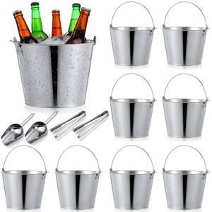 lot 4702 image: Zopeal 16 Pcs Galvanized Beer Bucket Metal Ice Buckets with Shovels and Tongs Large Steel Pail Tin with Handle for Party Wedding Wine Champagne Bar Kitchen Christmas Table Centerpieces