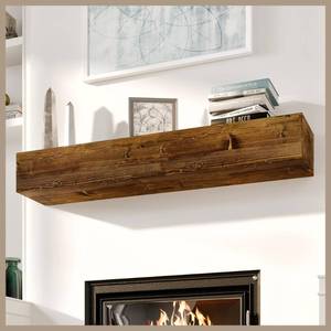 lot 4705 image: Avana Floating Fireplace Mantel - Natural Wood Mantles for Over Fireplace - Handcrafted Mantel Farmhouse Floating Shelf - Mounted Fireplace Wood Mantle - 48 X 8 X 5 Inches - Rustic Traditional