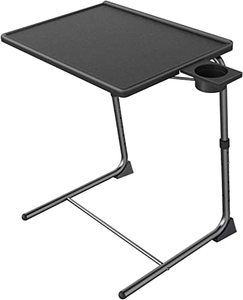 lot 4755 image: Adjustable TV Tray Table - TV Dinner Tray on Bed & Sofa, Comfortable Folding Table with 6 Height & 3 Tilt Angle Adjustments (Black)