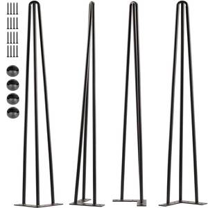 lot 4762 image: SPACEEUP 40 Hairpin Table Legs, 4PCS Coffee Desk Legs with Rubber Floor Protectors, Heavy Duty Metal Furniture Legs 3 Rods for Home DIY Bench Desk Bar Dining End Table Chairs
