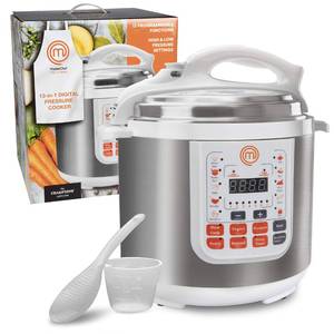 lot 4765 image: MasterChef 13-in-1 Pressure Cooker- 6 QT Electric Digital Instant MultiPot w 13 Programmable Functions- High and Low Pressure Slow Non-Stick Pot Cooking Warmer Options, LED Display, Delay Timer, Rice