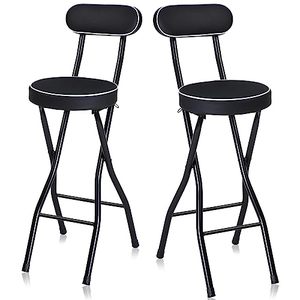 lot 4768 image: Thyle Folding Stool with Backrest 25.6 Inch Counter Height Folding Bar Stools Cushioned Padded Foldable Chair Portable Tall Folding Chairs for Adults Kitchen Garden Camping(Black, 2 Pcs)