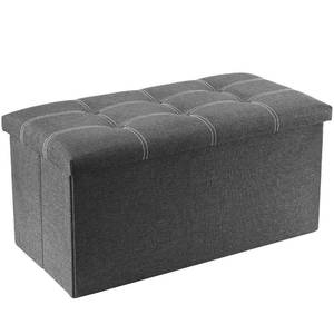 lot 4773 image: YOUDENOVA 30 inches Folding Storage Ottoman, 80L Ottoman Bench Footrest Stool, Linen Fabric Grey Storage Chest Padded Seat for Bedroom and Living Room, Support 350lbs