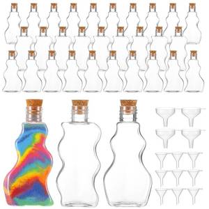 lot 4776 image: Yaomiao 30 Packs 2.5 oz Plastic Sand Art Bottles with Corks for Kids 3 Styles Sand Art Clear Containers for Sand Art Wedding Invitations Fun Arts Crafts Supplies Boys Girls Decorations (Cork Topper)
