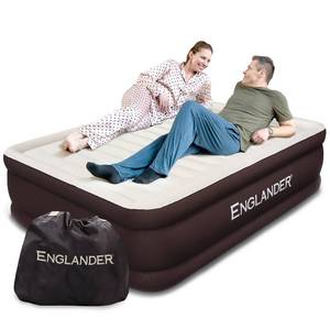 lot 4796 image: Englander Queen Air Mattress with Built in Pump Raised - Double High, 600 LB Weight Capacity - Luxury Size Camping Mattress - Blow Up Floor Bed for Home - Microfiber, Waterproof Airbed with Patch Kit